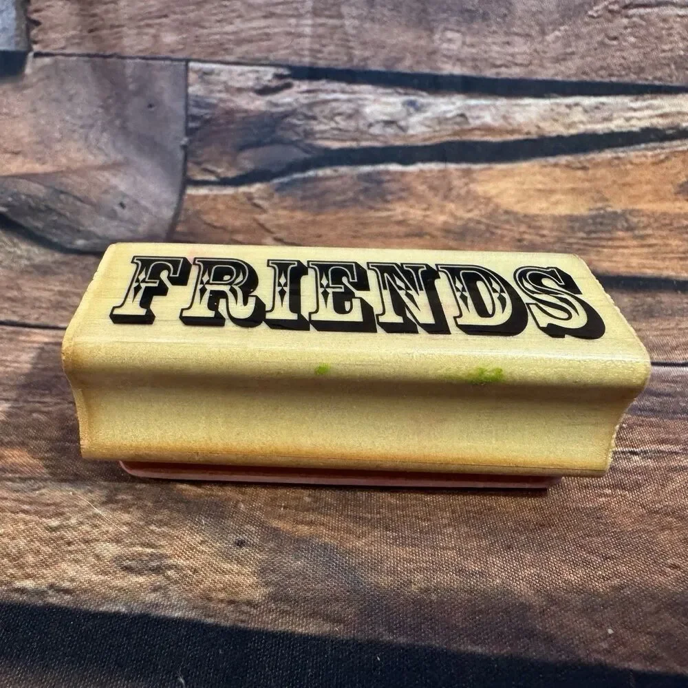 Vintage Friends Rubber Stamp Wood Mounted Western Circus Font Drop Shadow